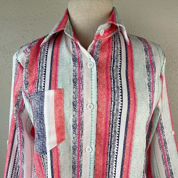 Colorful Button Down Shirt Size L EUC - Picture 2 of 6
